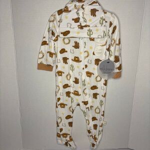 Milkberry Unisex Baby Rayon Zip Sleeper Footed Pajama Hat Western Cowboy 3-6M